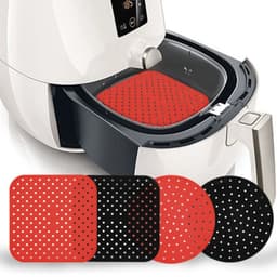 Set van 2 Herbruikbare Siliconen Airfryer Matten - Vierkant - Antiaanbak Luchtfriteuse Accessoires - Herbruikbaar Ovenpapier — thumbnail 4