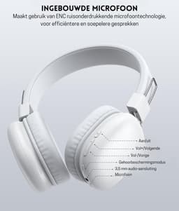 StayPowered Kinderkoptelefoon - Veilig Luisteren en Comfort voor Elk Moment - Instelbaar Volume - 50 Uur Batterij - Bluetooth 5.4 - Ingebouwde Microfoon - Opvouwbaar en Licht - Wit - Levering Sneller dan Aangegeven! — thumbnail 2