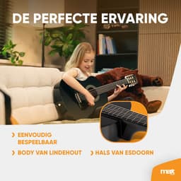 Kinder gitaar - MAX SoloArt akoestische gitaar 3/4 - Met gratis muzieklessen en accessoires - Zwart — thumbnail 5