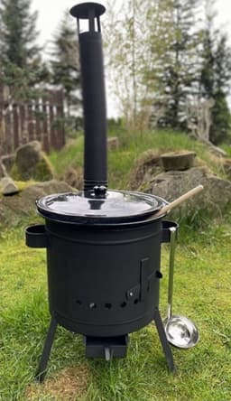 Buiten kookkachel - set 14liter. BUITEN KEUKEN! Houtkachel, HONGAARSE ketel 14L met deksel!!! BBQ Kookpan Terras kachel. Hongaarse ketel 14l — thumbnail 5