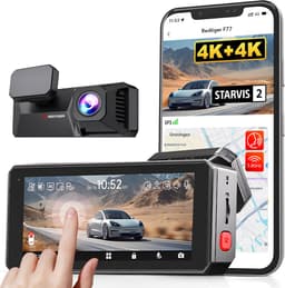 RedTiger F77 - Dual Dashcam voor auto - Ultra 4K & 4K - Voor en Achter Camera - 2024 model - Met Touchscreen - WiFi en GPS - 4.0 Inch met App - Sony Sensor Nachtzicht - Dashcams - Parkeerbewaking - G Sensor - Loop opname - 128GB Intern geheugen — thumbnail 3