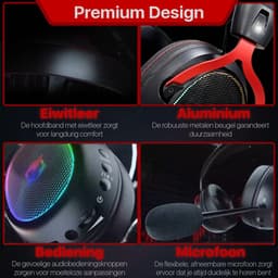 Draadloze Game Headset - 7.1 Surround Sound - Draadloos 2.4GHz, USB C en Bluetooth Gaming Headsets - 100u Batterij - Noise Cancelling Microfoon - RGB Verlichting - Geschikt voor PC PlayStation PS5 PS4 Nintendo Switch Headset Koptelefoon Accessoires — thumbnail 4