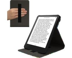 kwmobile e-reader hoesje geschikt voor Amazon Kindle Paperwhite (2024)/Colorsoft hoes - Ereader flip case met standaard - Kunstleren e reader cover - bibliotheek design in meerkleurig