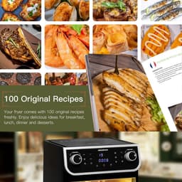 Airfryer - Luchtfriteuse - Ruime inhoud van 8 liter - Met led touch display - BPA vrij - XXL friteuse - 12 vooraf ingestelde programma's, - Voor 4tot 6 personen - 1700w - keuken - Zwart - — thumbnail 4