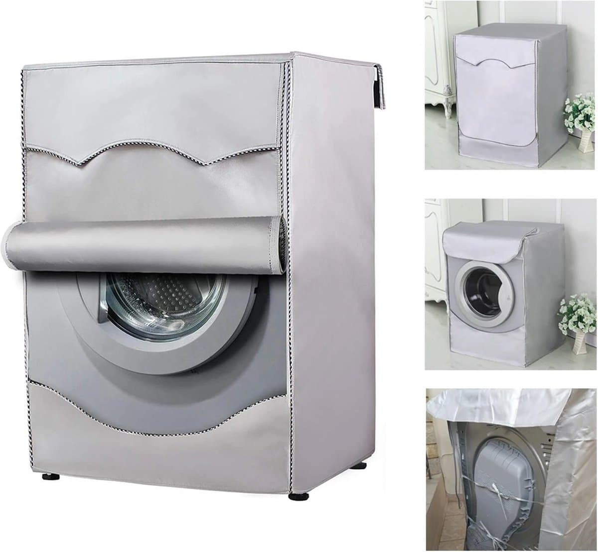 Wasmachine Beschermhoes - Stofdichte Hoes voor Wasmachines en Drogers - Beschermer - Wasmachine Hoes voor Binnen en Buiten - Grijs - XL 60x65x85cm — afbeelding 1