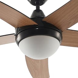 Lindby - Plafondventilatoren met verlichting - 2lichts - Staal, MDF, glas - H: 38.5 cm - E14 - zwart, eik — thumbnail 2