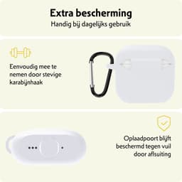 Hoesje Geschikt voor Apple AirPods 4 - Siliconen Hoes met Clip - Silicone Case Cover - Wit — thumbnail 5