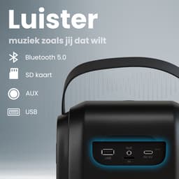 Auronic Partybox - Draadloos - Party Speaker - Muziek box - Discolichten - USB, AUX en SD-kaart Aansluiting - Zwart — thumbnail 3
