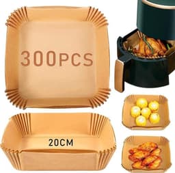 Verpakking van 300 stuks wegwerp bakmatjes voor de airfryer, waterdicht en antiaanbaklaag, geschikt voor kookplaten, ovens, magnetrons en frituurpannen. — thumbnail 1