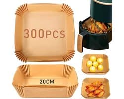 Verpakking van 300 stuks wegwerp bakmatjes voor de airfryer, waterdicht en antiaanbaklaag, geschikt voor kookplaten, ovens, magnetrons en frituurpannen.