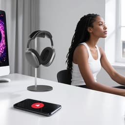 Hoofdtelefoonstandaard - Headset houder - Bureau organizer - Solide metalen basis - Zwart — thumbnail 2