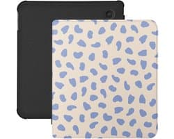 Lunso Geschikt voor Kobo Libra Colour hoesje (7 inch) - Vegan Saffiano Leren Sleep Cover - Azure Pebble