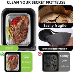 6-delige set accessoires voor de heteluchtfriteuse – 2 roestvrijstalen bakplaten + 2 roosters, een tang en handschoenen, gemakkelijk schoon te maken — thumbnail 5