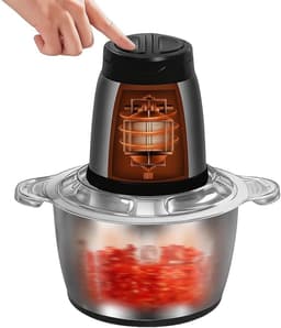 Elektrische Vleesmolen - Multimincer Keukenmachine - Snel Ingrediënten Hakken - Dubbellaags 4-Blads Systeem - 2L Kom Roestvrij Staal - Zilver — thumbnail 1