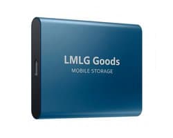 LMLG Goods Portable SSD 2TB – Externe SSD – 2TB opslag – Draagbare Harde Schijf – Blauwe SSD – USB 3.1 – Inclusief USB Kabel – Externe harde schijf 2TB – Geschikt voor Windows, Mac en Android – Blauw