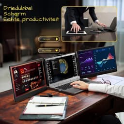 Aurixi® Professionele Portable Monitor Pro 2024 - Inclusief Beschermhoes en Kabels - Krachtige Laptop Scherm Uitbreider - Zwart - 36cm x 21cm x 4cm — thumbnail 2