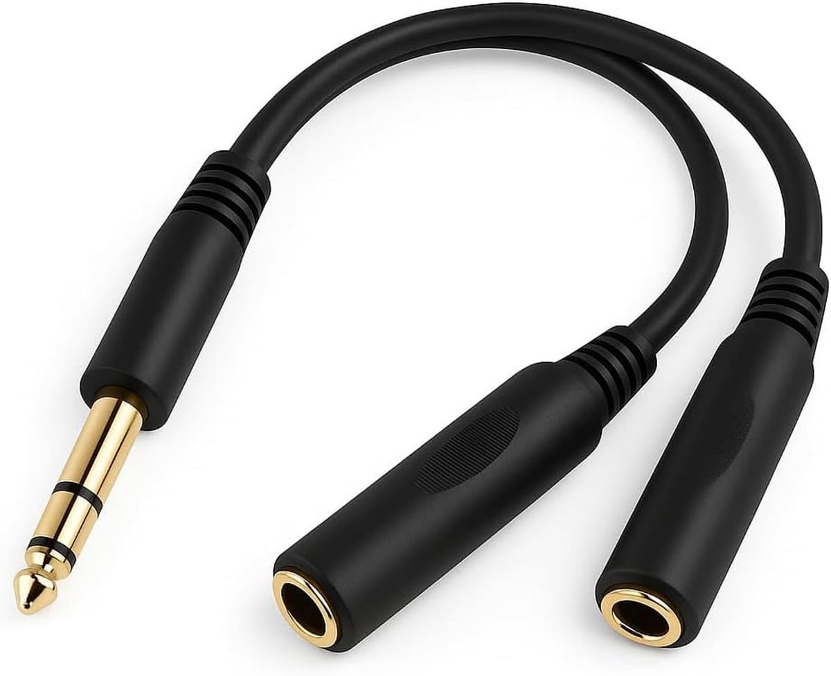 6,35 mm Jack Splitterkabel Stereo Aansluiting naar Dubbele Koptelefoon Kabel 20 cm — afbeelding 1