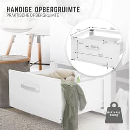 Zyrex® Wasmachine Verhoger - Wasmachine Verhoger met Lade - Wasmachine Sokkel Met Laadcapaciteit tot 150 KG - Wit - 63cm x 54cm x 32cm — thumbnail 3