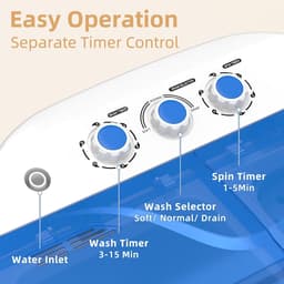 Compacte Draagbare Wasmachine met Centrifuge - Mini Wasmachine 6,5 kg voor Kleine Ruimtes & Campers — thumbnail 3