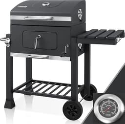 HOB Houtskool BBQ - Barbecue op wielen - Kolen Barbecue - Barbecue Houtskool - Houtskoolbarbecue - Grill Trolley- Thermometer — thumbnail 1