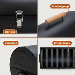 Lomera Houtskool BBQ - Houtskoolbarbecue - Tafel BBQ Houtskool - Tafelbarbecue Houtskool - Draagbare Houtskool BBQ - Camping BBQ Houtskool - Mini Houtskool BBQ - Opvouwbare Houtskool BBQ — thumbnail 5