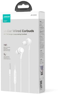 Bedrade in-ear oordopjes met microfoon – 3,5mm jack – HiFi audio & krachtige bas – 45° ergonomisch ontwerp – Joyroom – Wit — thumbnail 4