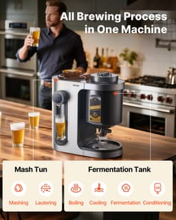 VEVOR Automatisch Bierbrouwsysteem 13 L, 1500 W Bierbrouwmachine, Alles-in-één Thuisbrouwsysteem met Maisch- en Kookinrichting, Binnentank van 304 Roestvrij Staal, Zelf Bier Brouwen — thumbnail 5