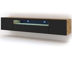 Tv-meubel - Onderkast Sideboard - Woonkamer Media - Hangend of Staand - 200 cm Breed - Mat Zwart