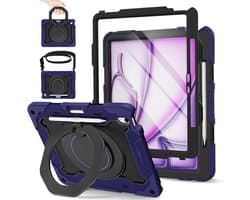 Robuuste iPad Air 13 inch (2024 M2) Hoes met Schermbescherming, 360° Standaard en Schouderriem