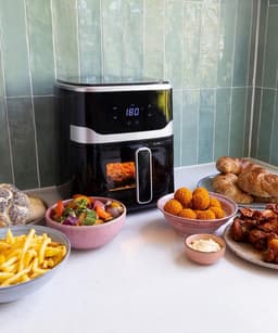 Aurixi® Mini Airfryer - Kleine Friteuse - Frituese - Antiaanbaklaag Air Fryer - 5L- Zwart - 32cm x 25 cm x 31cm — thumbnail 2