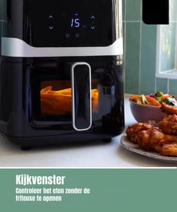 Aurixi® Mini Airfryer - Kleine Friteuse - Frituese - Antiaanbaklaag Air Fryer - 5L- Zwart - 32cm x 25 cm x 31cm — thumbnail 4