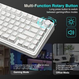 YUNZII B75 Wired - Mechanisch Gaming Toetsenbord - RGB Verlichting - 75% Layout - Hot-Swappable - Cherry Profile - PBT Keycaps - Gasket Mount - Bedraad - Wit — thumbnail 5