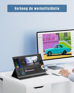 RONN® Draagbare Monitor voor Laptop – Portable Monitor 15,6 Inch – Draagbaar Scherm 1080FHD – Groot kleurenbereik - Zwart - ‎‎41cm x 27cm x 6cm — thumbnail 4