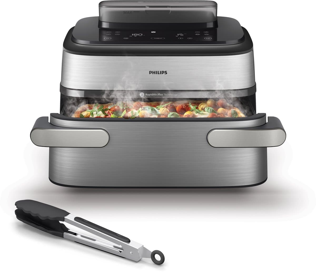Philips Airfryer 5000-serie Megabasket Met Stoomfunctie – NA565/02 – Enkele mand óf Dubbele Mand - SteamClean – 9,5L – Tot 8 Personen – Inclusief Tang — afbeelding 1