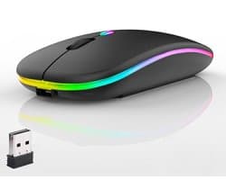 Draadloze Bluetooth Muis LED - RGB - Ergonomisch - Draadloze Muis Laptop - Extra Stil - Zwart