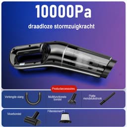 EAFC Kruimeldief - Handstofzuiger - Auto Stofzuiger - Kruimelzuiger - Snoerloos - Nat en Droog - HEPA Filter - Mini Stofzuiger - zwart - Met Opzetstukken — thumbnail 3