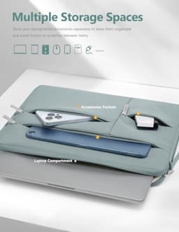 Laptophoes 14-15 inch - Beschermende tas met meerdere vakken in asblauw — thumbnail 2