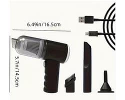 Draagbare Mini Stofzuiger – 3000PA Krachtige Zuigkracht – Compact & Snoerloos – Met Borstelopzetstukken – Voor Auto en Thuis