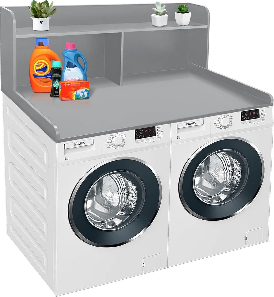 Wasmachine en Droger Meubel met 2-laags Opbergplank, Universeel Geschikt — afbeelding 1