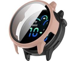 Stravo Hard case hoesje met screen protector glas - geschikt voor de Garmin Vivoactive 6 - Full Cover Hard Case / Beschermend Hoesje - Roze