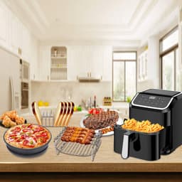 Airfryer Accessoires Set 8 Inch – 11-delig – Bakvorm, Pizza Pan, Cakevorm, Rek & Siliconen Vorm – Geschikt voor Airfryer — thumbnail 7