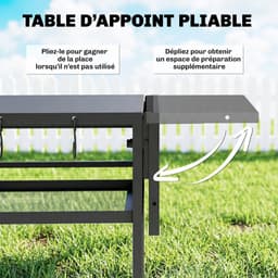 Outsunny Grillwagen - Metaal - 133 x 48,5 x 82 cm - Zwart — thumbnail 2
