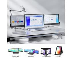 Aura® Krachtige en Professionele Portable Monitor Pro 2024 - Full HD - 13” / 16.5” Tri-Screen - Laptop Scherm Uitbreider - Inclusief Beschermhoes en Kabels - Zwart -23cm x 33cm x 3cm