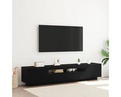 TV Kast - TV Meubel - Entertainment Centrum - Geïntegreerde USB Poort - 200x35x40 cm - Zwart Eiken