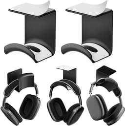longziming - Koptelefoonstandaard - Headset houder - Koptelefoonhaak - 2 stuks - Zelfklevend - ABS materiaal - Draagvermogen 1 kg - Beschermend siliconen kussen — thumbnail 1