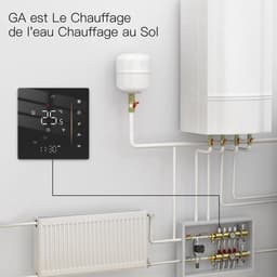 Slimme Thermostaat - Temperatuurregelaar Wifi - Huisverwarming Vloerverwarming - Programmeerbaar Instelbaar - 10x10x6cm - Zwart — thumbnail 4