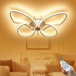 Vlinder Plafondlamp - Moderne Verlichting - Kinderkamer Verlichting - Dimbaar Afstandsbediening - 64cm Diameter - Wit — thumbnail 4