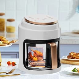 Airfryer - 3L – Heteluchtfriteuse - 1000W – Olievrij Frituren – LED Touchscreen - en 360° Hete Lucht – Voor Gezonder Koken - Veilig in Gebruik - Wit — thumbnail 5