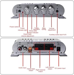 Mini Hifi Audio Versterker 2.1 Kanaals met Bluetooth en Subwoofer Uitgang Klasse D — thumbnail 2