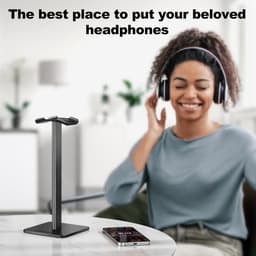 Universele hoofdtelefoonhouder geschikt voor Over-ear hoofdtelefoons van Sennheiser, Sony, Audio-Technica, Bose, Shure, AKG, gaming- en displayheadsets, aluminium + TPU + ABS, zwart — thumbnail 3